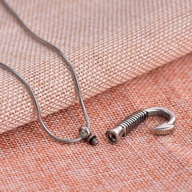 COCO Park Fish Hook Pet Cremation Necklace Stainless Steel Memorial Ashes Urn Pendant Jewelry Keepsake