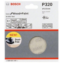 Bosch Professional set of 5 sanding sheets M480 Ideally suited for wood and paint (Ø 115 mm, grit P100, accessories for random sanding machines)