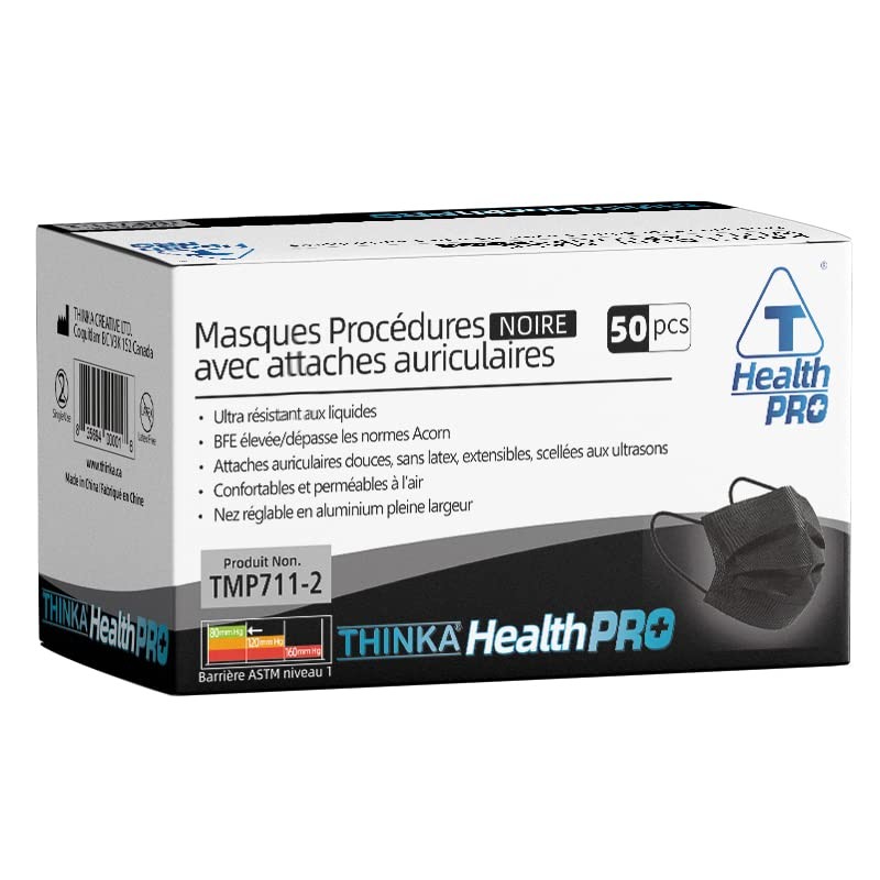 THINKA FACE MASK WITH EARLOOPS (50pcs) - [BLACK]-Medical Mask -