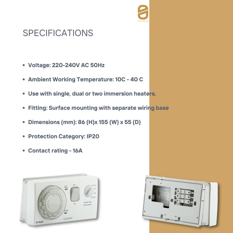 Optimum OP-ECOSAVE Economy 7 Time Switch, 230 V, White