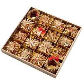 Christmas Tree Ornaments Set of 56 Christmas Ornaments, Straw, Straw, Snowflakes, Garland, Garland, Ornament, Christmas Present, Wooden Box