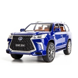 BDTCTK 1/24 Lexus 570 Off-Road in Luxury SUV Model Car, Zinc Alloy Pull Back Toy car with Sound and Light for Kids Boy Girl Gift (Blue)