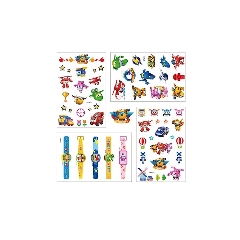 Super wings Temporary Tattoos,4 Sheets 100+ Patterns Jett Tattoo Stickers