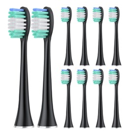 Harobey Replacement Toothbrush Heads Compatible with AquaSonic Black Series, Vibe Series, Black Series pro, and Duo Series pro Electric Toothbrush, Black, Pack of 10