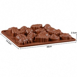 2Pcs 16 Cavity Insect Silicone Molds Butterfly Snail Ladybug Bee Bug Chocolate Candy Mold Insects Crayon Wax Melt Mini Soap Mould Ice Cube Tray (Random Colors)