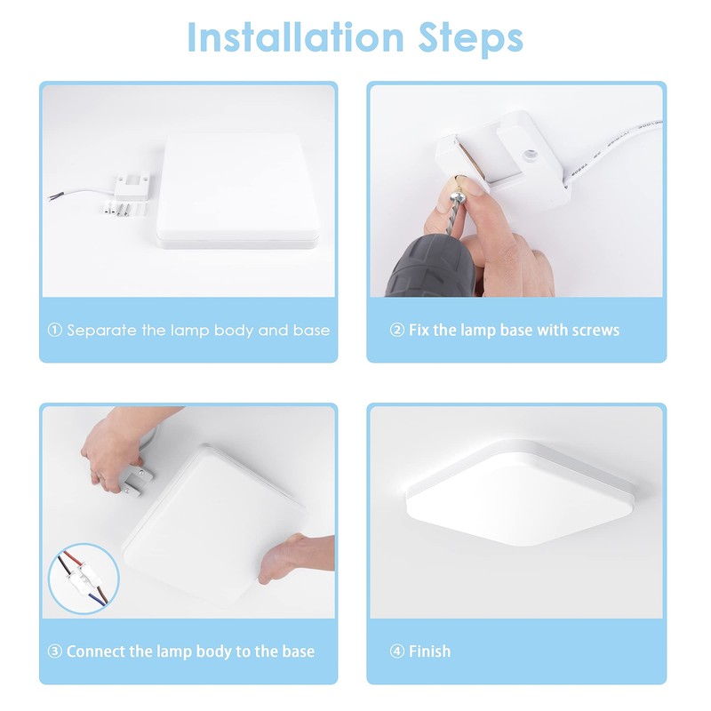 EASY EAGLE LED Ceiling Light Square: 6500 K Ceiling Light
