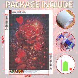 COLANANA 5D Diamond Painting Pictures, Diamond Painting for Adults and Children, Rose DIY Mosaic Making Craft Set, 5D Diamond Painting for Home Decoration (30 x 40 cm)