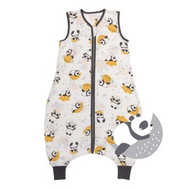 Schlummersack Sleeping Bag with Feet, Summer 0.5 Tog, Thin Bamboo Muslin, Sleeping Bag with Legs, Unlined, Summer Sleeping Bag, Various Sizes and Designs / Colours, panda, 70