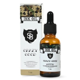 Ink Oil S8 Beard Oil, 1.0 fl oz - Premium Beard Care for Deep Hydration, Healthy Skin, Lustrous Shine - Non-Greasy & Natural Beard Oil for Growth with Vitamin E, Jojoba, Argan, Tea Tree, Eucalyptus