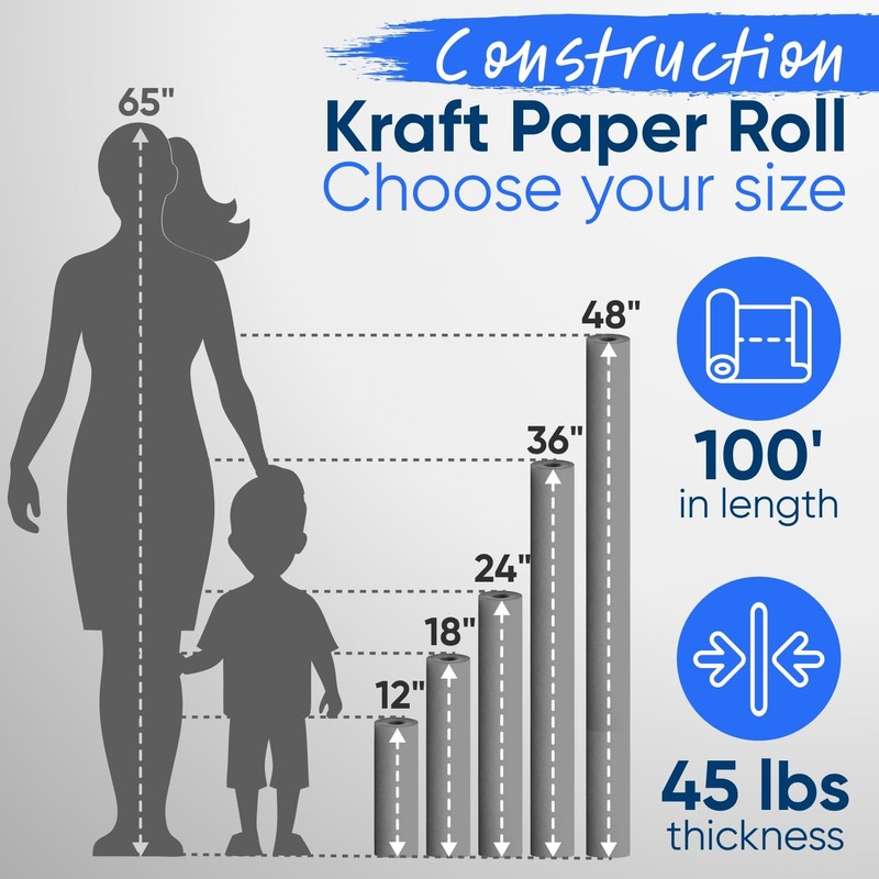 Paclord 48" x 1200" (100 ft) Orange Construction Paper Roll,