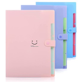 3 Pack Expanding File Folder，A4 Important Document Organiser，Expanding File Organiser ，with Snap Closure for School Office.