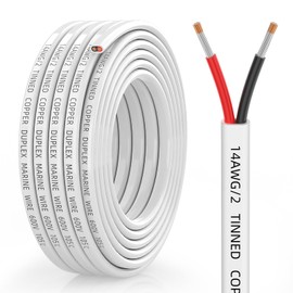 CONEPY - Cable marino de calibre 14, cable de grado marino dúplex 14/2, resistente al agua IP68, sin oxígeno, alambre trenzado de PVC de 14 AWG para barco, automóvil, RV, solar, tiras LED (15 pies)
