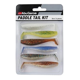 Abu Garcia Paddletail Soft Lure Kit, 6 All-Round Soft Baits in Proven Fish-Catching Colours, Ideal For Perch, Pike, and Zander, Fish With Jig Head, Dropshot, Carolina Rig,80mm