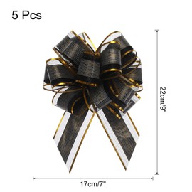 TOP-VIGOR 5pcs 7 Inch Large Pull Bow, Gift Wrapping Bows Ribbon Organza Bows for Wedding Baskets Presents Christmas Valentine's Day Birthday Gift Decorations, Black