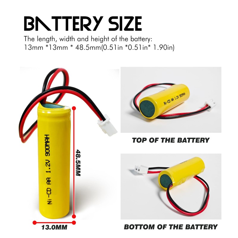 2-Pack 1.2V 900mAh Ni-CD AA Exit Sign Battery for Lithonia