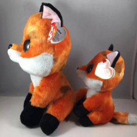 Ty SET of 2 Ty Beanie Boos - MEADOW Orange Fox (6" Regular & 9" Medium Size) MWMTs