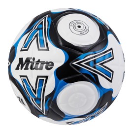 Mitre Delta Football | Highly Durable | Enhanced Accuracy and Consistency, White/Black/Blue, 5