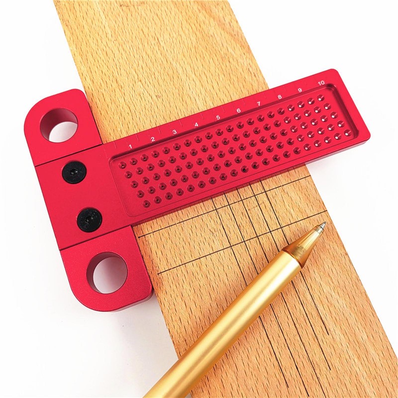 Woodworking Scriber T Square Ruler 100mm Aluminum Alloy Hole Positioning