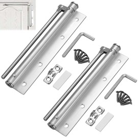 Pack of 2 Door Closer Exterior, Door Closer Interior Door, Automatic Door Closer, Stainless Steel, Quiet Door Closer for Garden Gates, Room Doors and Quiet Room Doors (Silver)