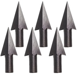 AMEYXGS 6/12pcs 8mm Diameter Metal Traditional Broadheads Archery Glue on Arrowheads for Wooden Bamboo Arrows (6)