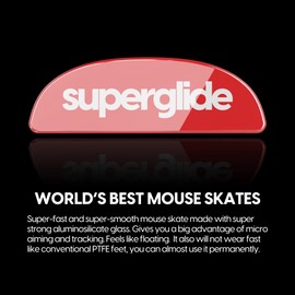 Superglide - Fastest and Smoothest Mouse Feet/Skates Made with Ultra Strong Flawless Glass Super Fast Smooth and Durable Sole for Pulsar X2 & X2 Mini Wireless Gaming Mouse (Red)