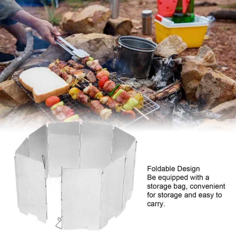 2Pcs Outdoor Stove Windscreen Foldable Portable Stainless Steel Camping Cooking