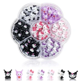 3D Cat Charms Nails, Pink Bow Knot Nail Stud Rhinestones Nail Art Charms, Nail Stickers with Crystals, Diamonds for Nail Stones, DIY Decoration (Purple Rabbit)