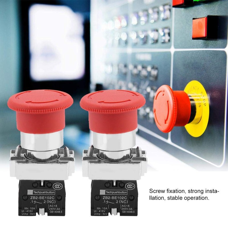 2PCS Red Sign Emergency Stop Switch Button Stop Micro Switch