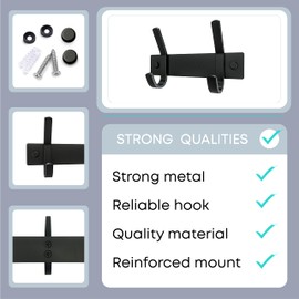 SAYONEYES Matte Black Coat Rack Wall Mount with 2 Double Hooks for Hanging – 6 Inch Heavy Duty SUS304 Stainless Steel Rustic Coat Hooks – Hat, Clothes, Purse, Towel Wall Hooks – 1 Pack