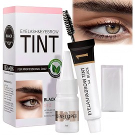 Tinte Para Cejas y Pestañas, Mascara Tinte Fijador para Cejas, Gel de Cejas Perfectas para Mujeres Maquillaje de Larga Duración Máscara de Cejas con Cepillo Cejas (Negro)