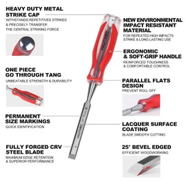 HAUTMEC 1/2" High Impact Wood Chisel for Woodworking Drop-Forged CRV Steel Beveled Edge Blade Ergonomic Handle Wood Chisel for Carpentry Wood Carvers HT0360-UK