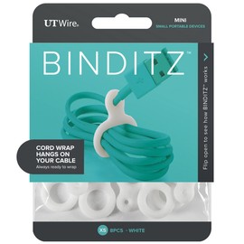 UT Wire Binditz Mini for Mobile Attachable Silicon Cable Wrap Earphone, Chargers & USB, Set of 8, White