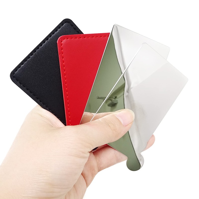 HONBAY 2PCS Stainless Steel Compact Pocket Mirror Unbreakable Small Purse