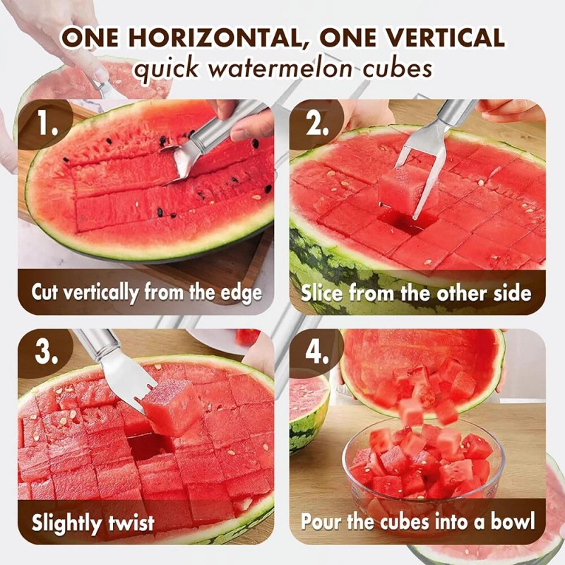 Unbranded 2PCS Stainless Steel Watermelon Fruit Cutter Slicer + Baller
