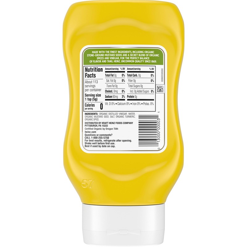 Heinz Organic Yellow Mustard (20 oz Bottles, Pack of 6)