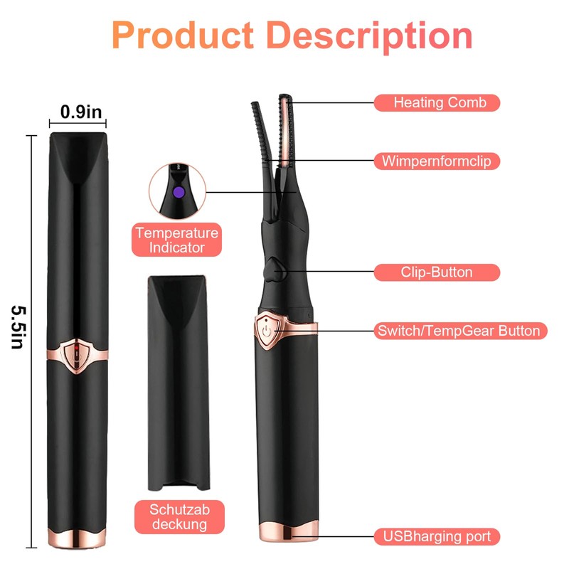 NICEWAT Heated Eyelash Curler, Electric Eyelash Curler with 3 Temperature