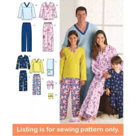 Simplicity SEWING PATTERN Matching Long Pajamas Adult Kid Men Women Boy Girl Christmas 3935