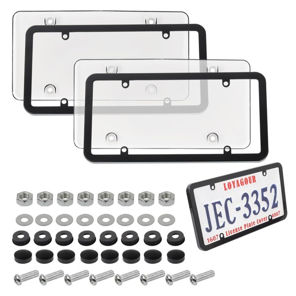 LoyaGour LoyaGour 2Pack License Plate Cover and Frames,Clear Front and
