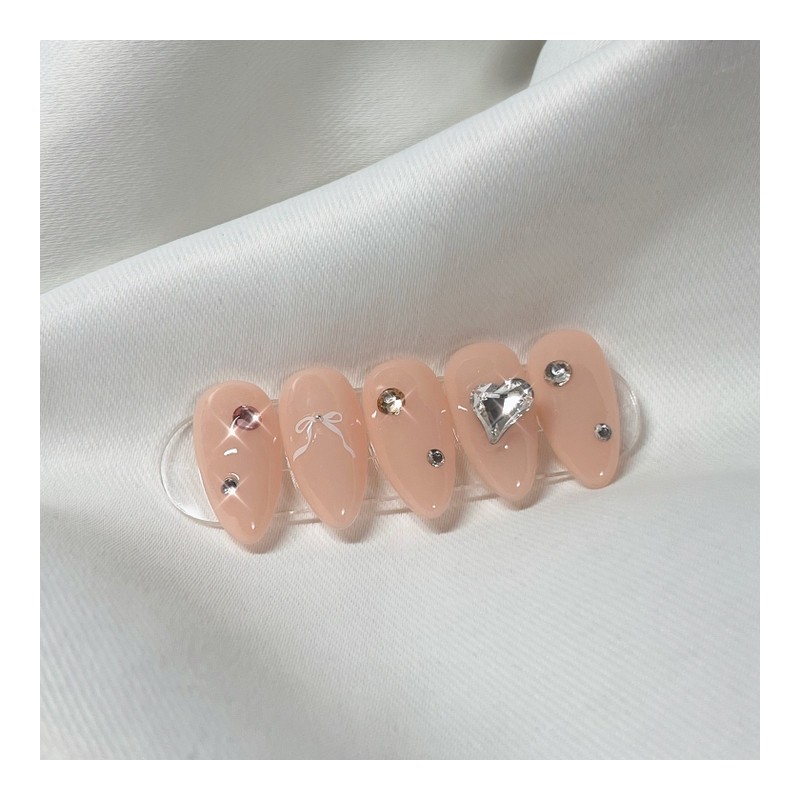 [Handmade Nail Tips] Nude Light Nail Tips - Coffin Egg