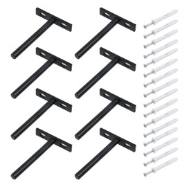 Antrader Set of 8 Floating Shelf Brackets, 4-Inch(Deep) Concealed Blind Shelf Support for Raw Wood Shelves, Matte Black, Screws and Anchors Included