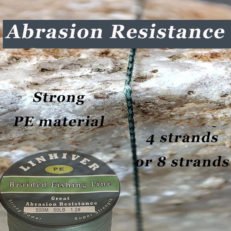 LinHiver Braided Fishing Line, Strong Power, Great Abrasion Resistance, Thin