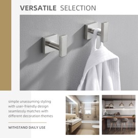 Angle Simple Towel Hooks for Bathroom, SUS304 Stainless Steel Robe Coat Hook Wall Mount, Brushed Nickel, 4 Pack