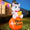5FT Thanksgiving Inflatables Outdoor Decoration Inflatable Cat Sits on Pumpkin,