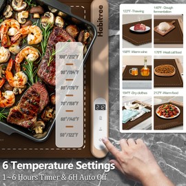 Food Warmer Silicone Electric Warming Tray - Rapid Heating, Precise 6-Level Temperature Control, Rollable & Portable, Easy to Clean, Ideal for Parties, Gatherings (brown, Large)