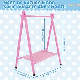 Queekay Kids Clothing Rack Kids Garment Rack for Baby Shower Pets Dolls Baby Dress up Storage Wooden Clothes Organizer with Storage Shelf Hanger Rack (Pink,Medium)