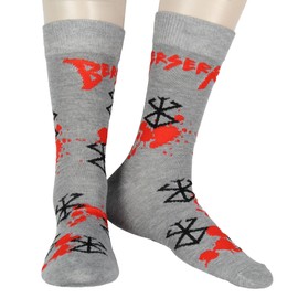 Berserk Men's Guts Symbol Anime Manga Adult Knit Crew Socks 2 Pair Fits Shoe sizes 8-12