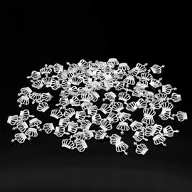 XEAOHESY 100pcs 3D Alloy Silver Crown Nail Charms Silver Nail Charms for Nail Art Nail Crown Studs for Nails