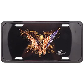 The 2nd Amendment 1791 USA Eagle Tea Stained Black 6"x12" Aluminum License Plate 7556A-52