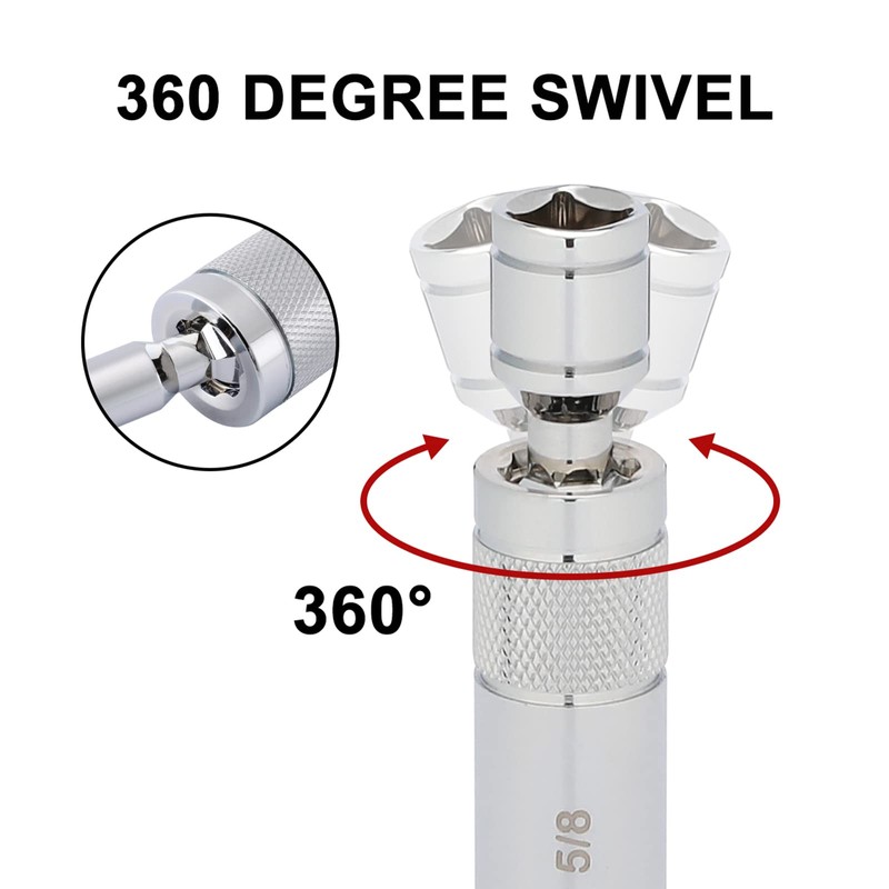Mayouko 6PCS 3/8"Drive Thin Wall Magnetic Swivel Spark Plug Socket,