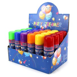 AJ Toys & Games 24 Pack of Party Streamer Spray String for Kid's Events/Celebrations, Perfect for Children's Paerties